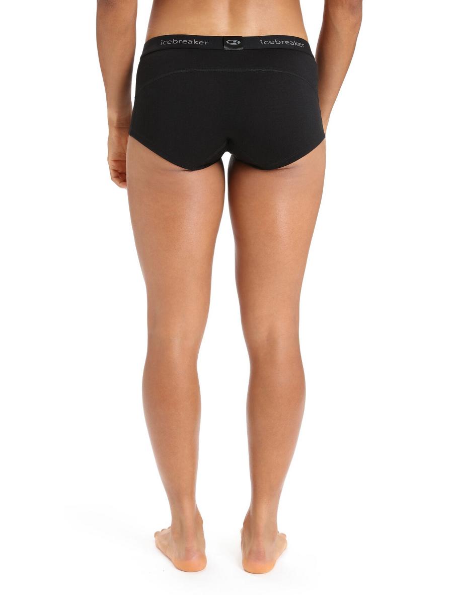 Black Women's Icebreaker Merino 200 Oasis Thermal Boy Shorts Underwear | USA 1685XYUF